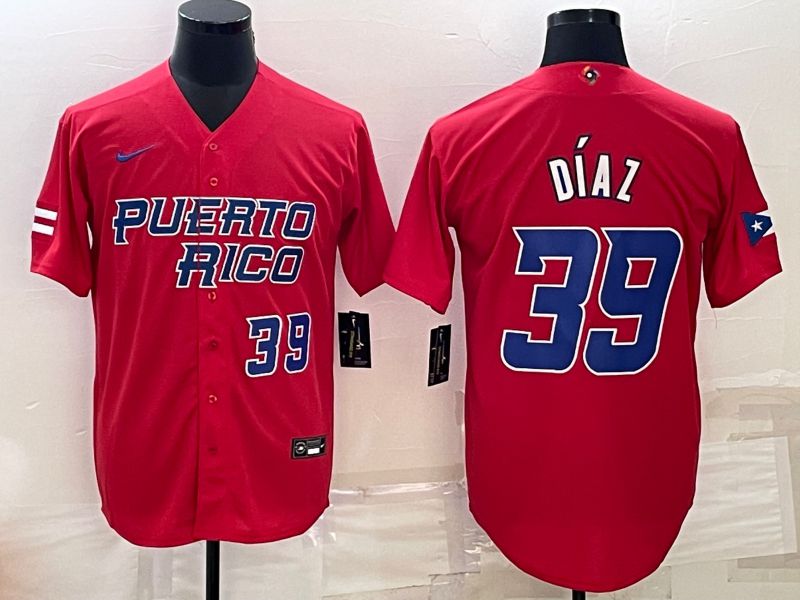 Men 2023 World Cub #39 Diaz Red Nike MLB Jersey1